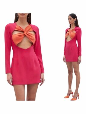 NWT! ATOIR THE SHAI Cut Out Twist Front Long Sleeve Dress in Azalea. US Size 4.